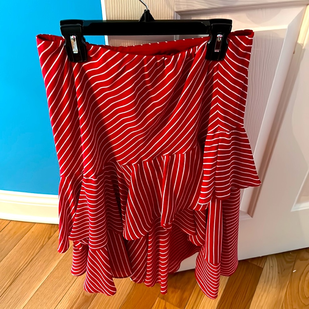 Lauren Ralph Lauren red and white tiered dressy skirt